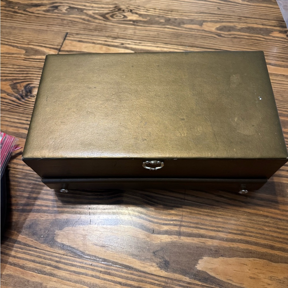 Vintage 1960 Gold Metal Jewelry Box